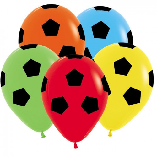 Шар (12"/30 см) Футбольный Разноцветный Ассорти 50 шт.